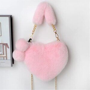 Soft warm faux fur pink handbag